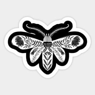 Folk Moth White Sticker